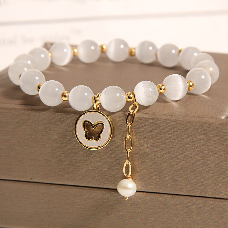Bransoletka Buddha Stones Cat's Eye Butterfly Charm Love