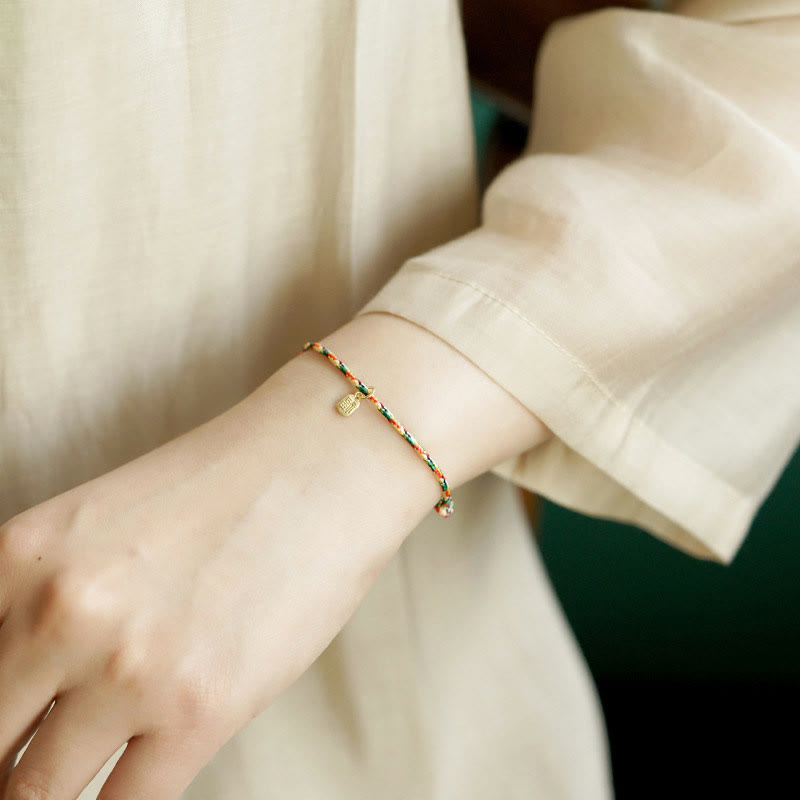 Buddha Stones Pomyślny Fu Charakter Pokój I Radość Szczęście Ręcznie Robione Wielokolorowe Dziecko Dorosły Bransoletka