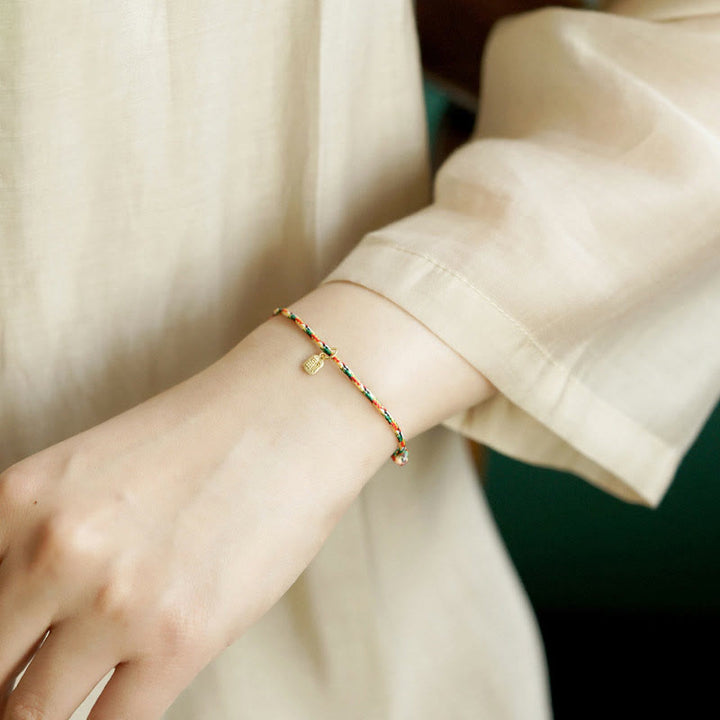 Buddha Stones Pomyślny Fu Charakter Pokój I Radość Szczęście Ręcznie Robione Wielokolorowe Dziecko Dorosły Bransoletka