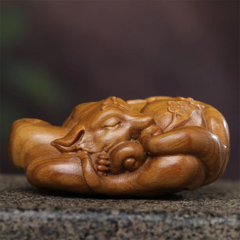 Buddha Stones Mini Dziewięcioogonowy Lis Zielony Sandałowiec Dekoracja Pokoju Dekoracja Wisząca na Samochód