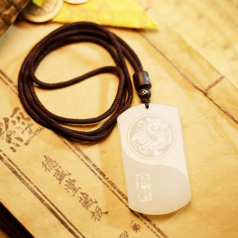 Biały Jadeit PiXiu Yin Yang Szczęście Ochrona Naszyjnik Wisiorek - image 4