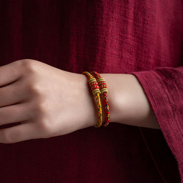 Buddha Stones Tybet Ręcznie Robione Chińskie Zodiak Natal Budda Szczęście Siła Bransoletka z Plecionego Sznurka