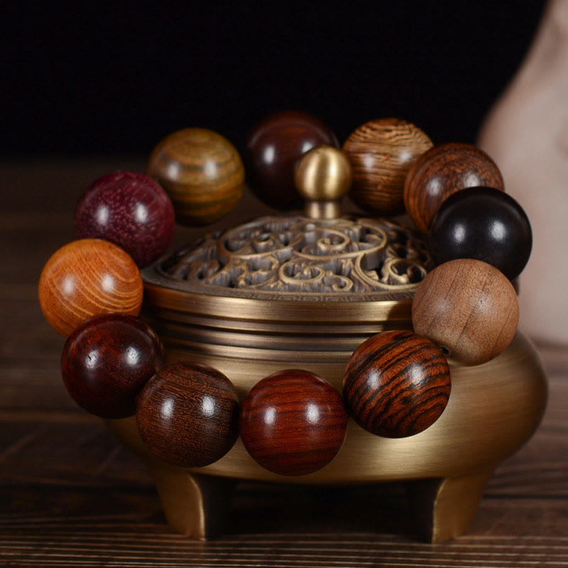 Bransoletka ochronna z Buddha Stones i drzewem sandałowym w kolorze wielokolorowym