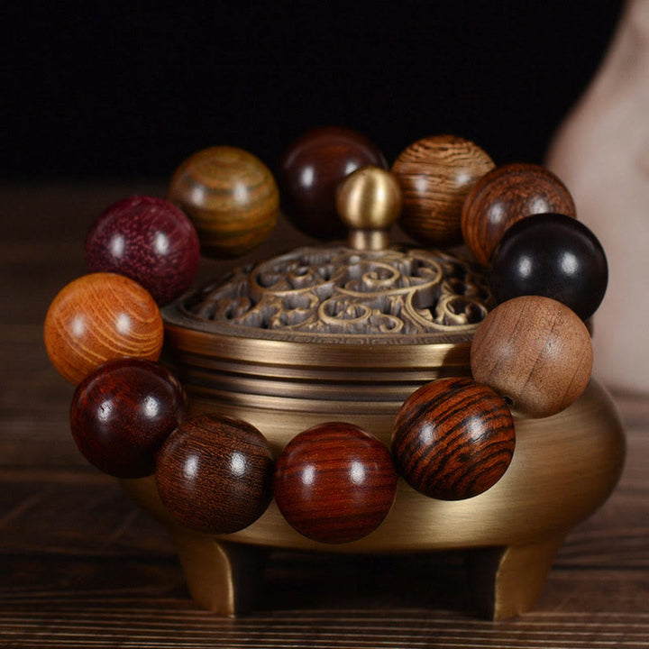 Bransoletka ochronna z Buddha Stones i drzewem sandałowym w kolorze wielokolorowym