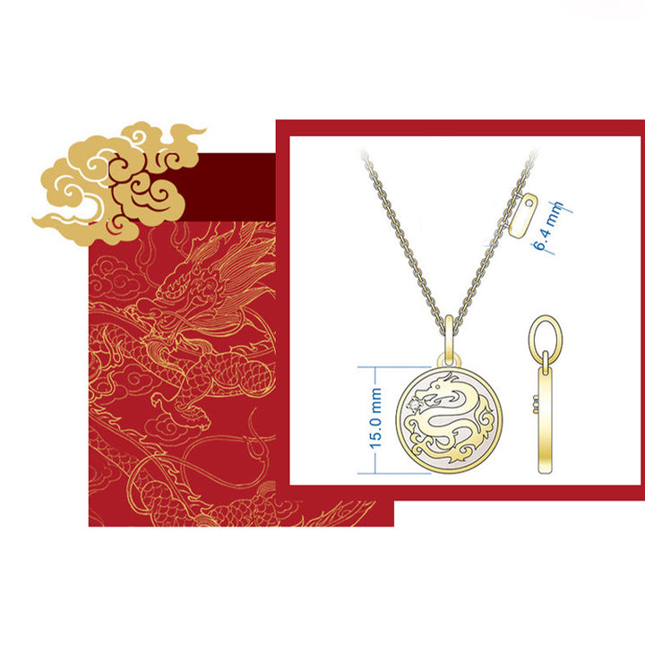 ❗❗❗Wyprzedaż błyskawiczna - Buddha Stones ze srebra próby 925, kamień Tridacna, rok smoka, charakter Fu, szczęście, siła, naszyjnik, wisior