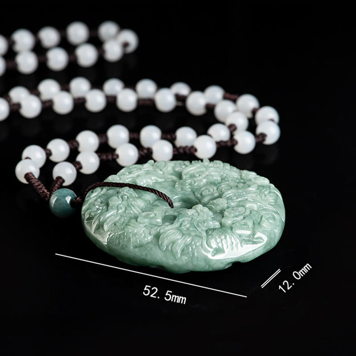 Buddha Stones Rok Smoka Naturalny Jadeit Dziewięć Smoków Klamra Pokoju Ochrona Naszyjnik Wisiorek