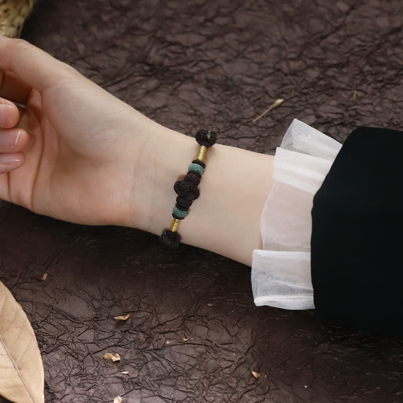 Buddha Stones Czerwony Sznur Jadeitu Szczęście Fortuna Węzeł Bransoletka dla Par