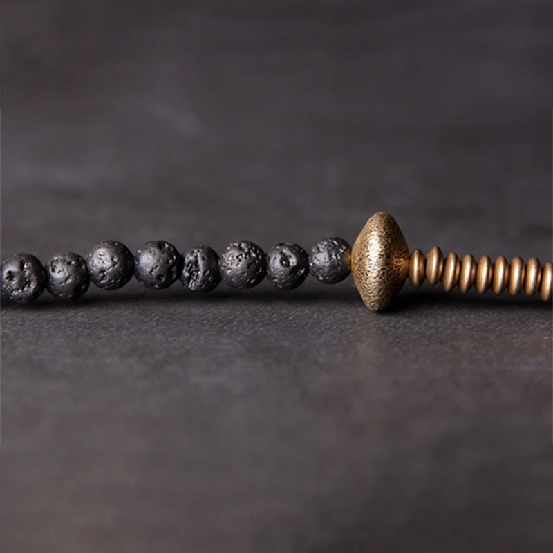 Bransoletka lecznicza Buddha Stones Vintage Lava Rock Copper Multilayered