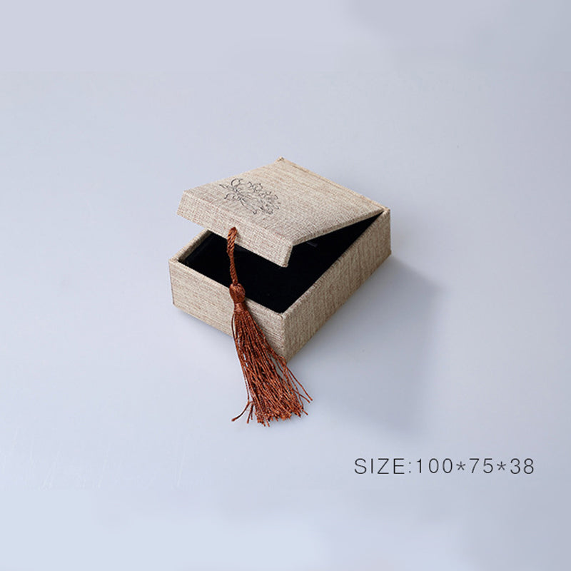 Buddha Stones Wzór Lotosu Pudełko Do Przechowywania Biżuterii Pudełko Na Prezenty Frędzle