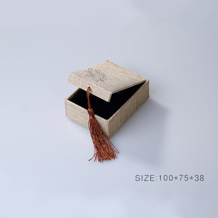 Buddha Stones Wzór Lotosu Pudełko Do Przechowywania Biżuterii Pudełko Na Prezenty Frędzle