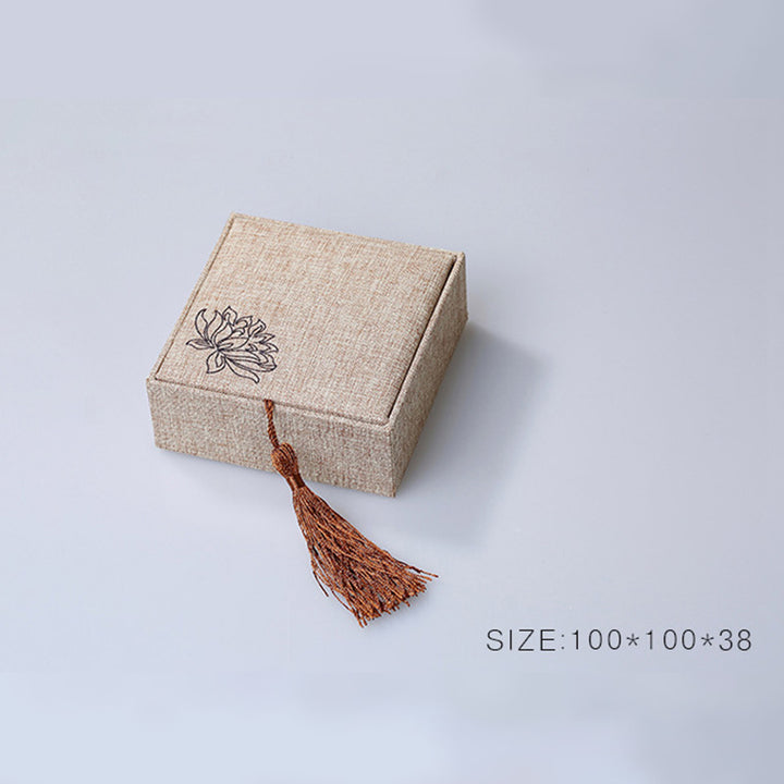 Buddha Stones Wzór Lotosu Pudełko Do Przechowywania Biżuterii Pudełko Na Prezenty Frędzle