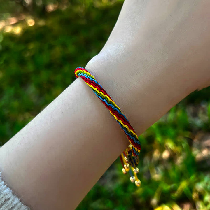 Buddha Stones Złote Połykanie Bestii Rodzina Szczęście Reinkarnacja Węzeł Kolorowa Bransoletka Sznurkowa