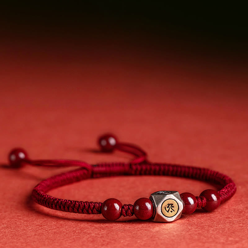 Buddha Stones 925 Srebro Sterlingowe Chiński Zodiak Natal Budda Cynober Spokój Bransoletka - image 0