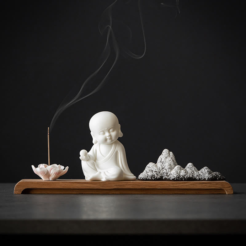 Buddha Stones Kwiat Lotosu Tathagata Kwan Yin Avalokitesvara Ksitigarbha Medytacja Ceramiczny Kadzidełko Dekoracja