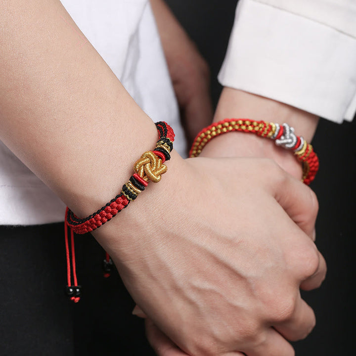 Buddha Stones Kolorowa Lina Prawdziwa Miłość Węzeł Szczęścia Bransoletka Ręcznie Robiona