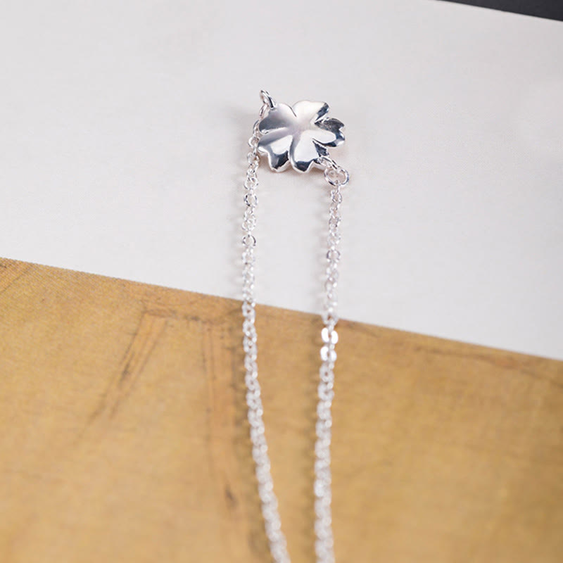 Bransoletka z łańcuszkiem z Buddha Stones 925 ze srebra próby 925 z motywem kwiatu wiśni