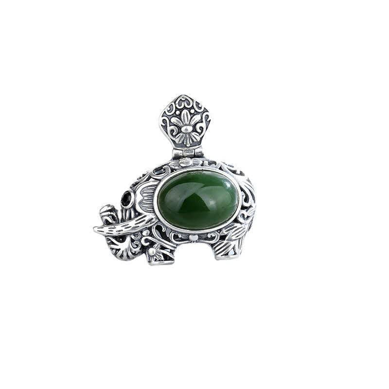 925 Srebro Sterlingowe Hetian Cyan Jade Naszyjnik Słoń Sukces Wisiorek