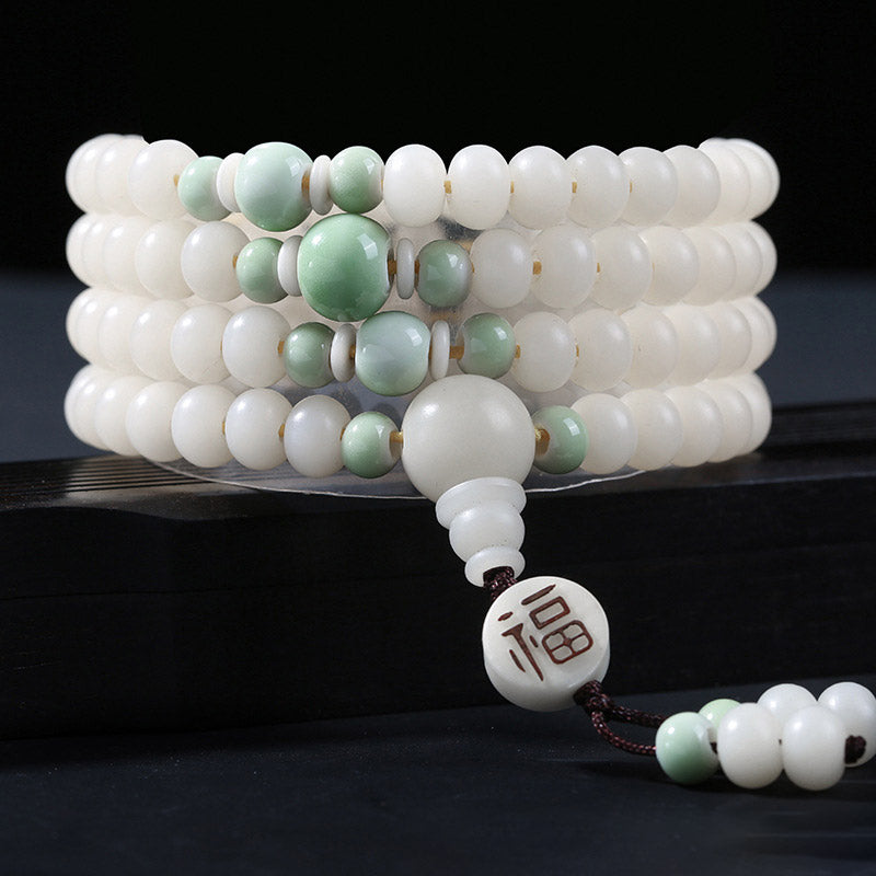 Bransoletka z koralików Bodhi z Buddha Stones i lotosowym błogosławieństwem