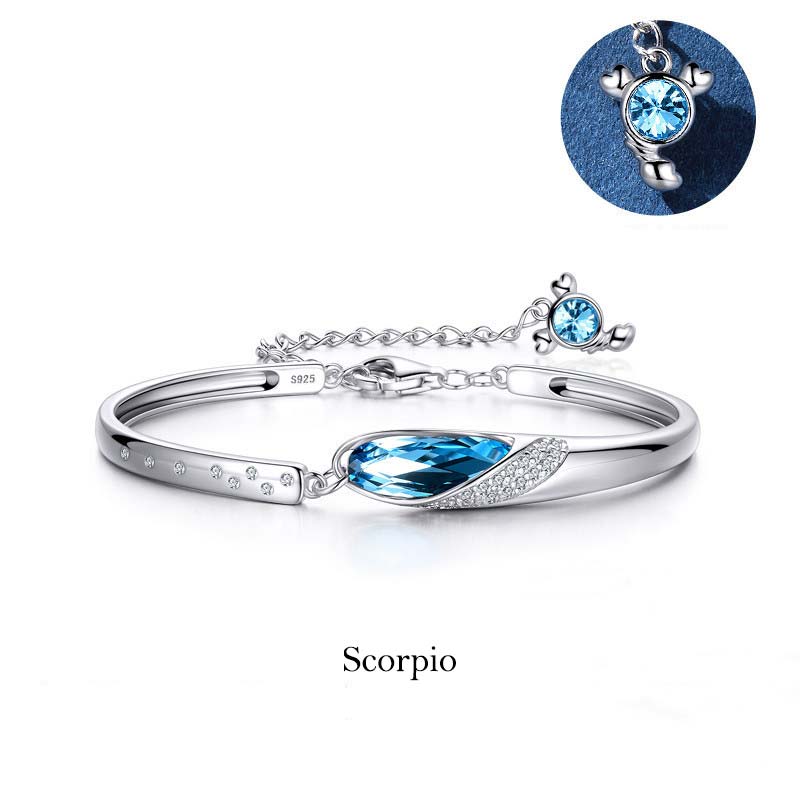 Buddha Stones 925 Miedź Posrebrzana 12 Konstelacji Zodiaku Bransoletka z Charmsami