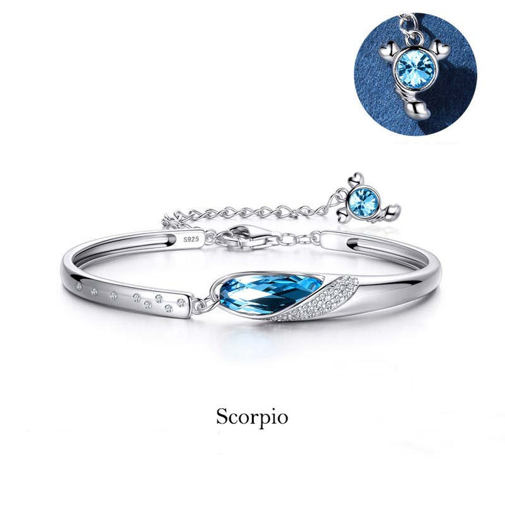 Buddha Stones 925 Miedź Posrebrzana 12 Konstelacji Zodiaku Bransoletka z Charmsami