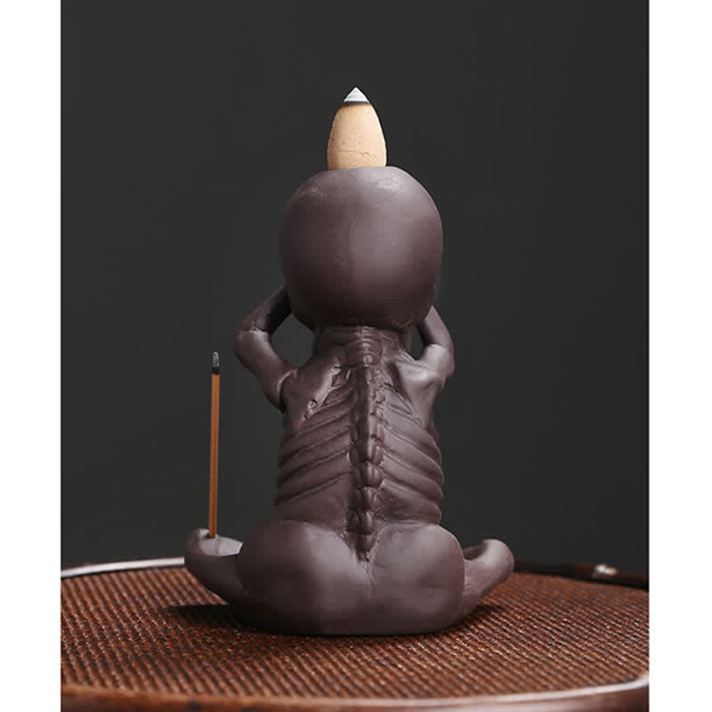 Buddha Stones Mała Czaszka Duch Fioletowa Glina Fontanna Dymna Zwrotna Pokój Kadzidło Palnik Dekoracja