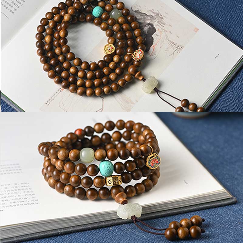 Bransoletka ochronna z palisandru tybetańskiego z Buddha Stones Mala