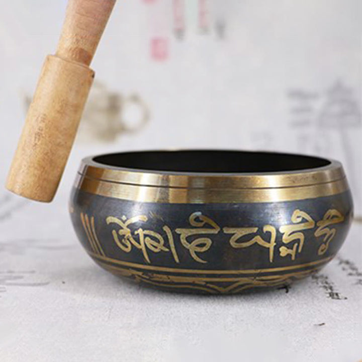 Buddha Stones Tybetańska miska medytacyjna do uzdrawiania i uważności Om Mani Padme Hum Singing Bowl