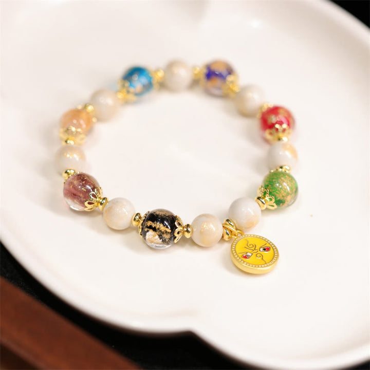 Buddha Stones Tybetańskie Pięć Bogów Bogactwa Fortuny Liuli Szklane Koraliki Kadzidło Popiół Porcelanowe Koraliki Bransoletka z Charmsem