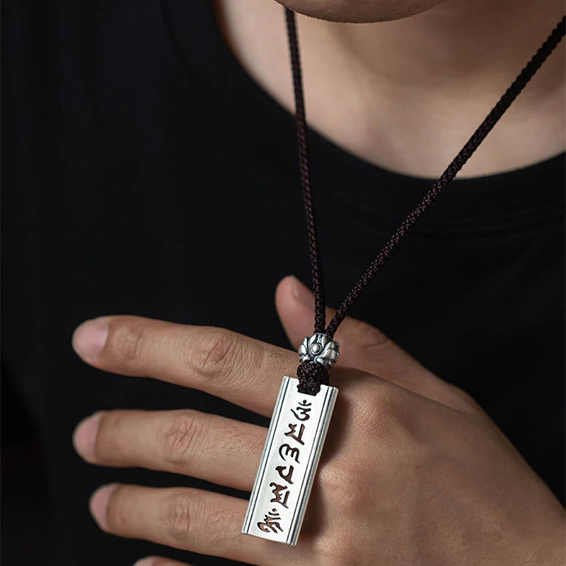 Buddha Stones 999 Srebro Sterlingowe Om Mani Padme Hum Grawerowany Naszyjnik Mądrości Lotosu Wisiorek - image 7