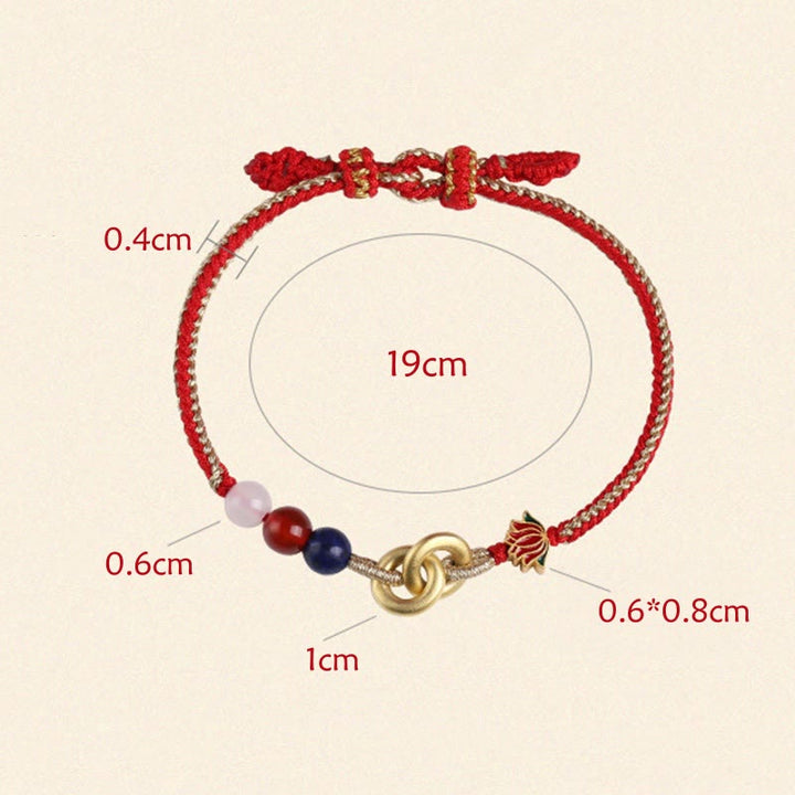 Bransoletka Buddha Stones 925 Sterling Silver Double Peace Buckle Lotus Uspicious