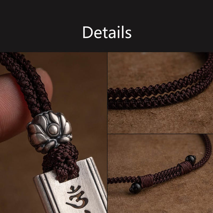 Buddha Stones 999 Srebro Sterlingowe Om Mani Padme Hum Grawerowany Naszyjnik Mądrości Lotosu Wisiorek - image 3