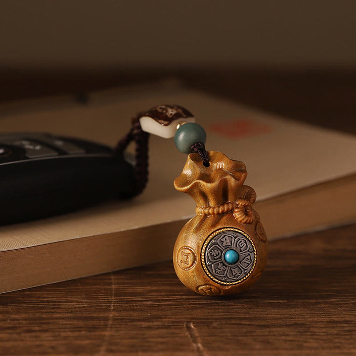 Buddha Stones Mały liść Czerwony sandałowiec Zielony sandałowiec Worek pieniędzy Om Mani Padme Hum Obrotowa ochrona wisząca dekoracja