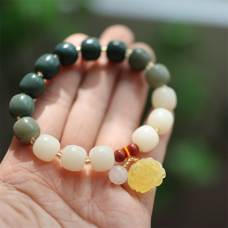 Bransoletka Buddha Stones Gradient Bodhi Seed Amber Lotus Peace
