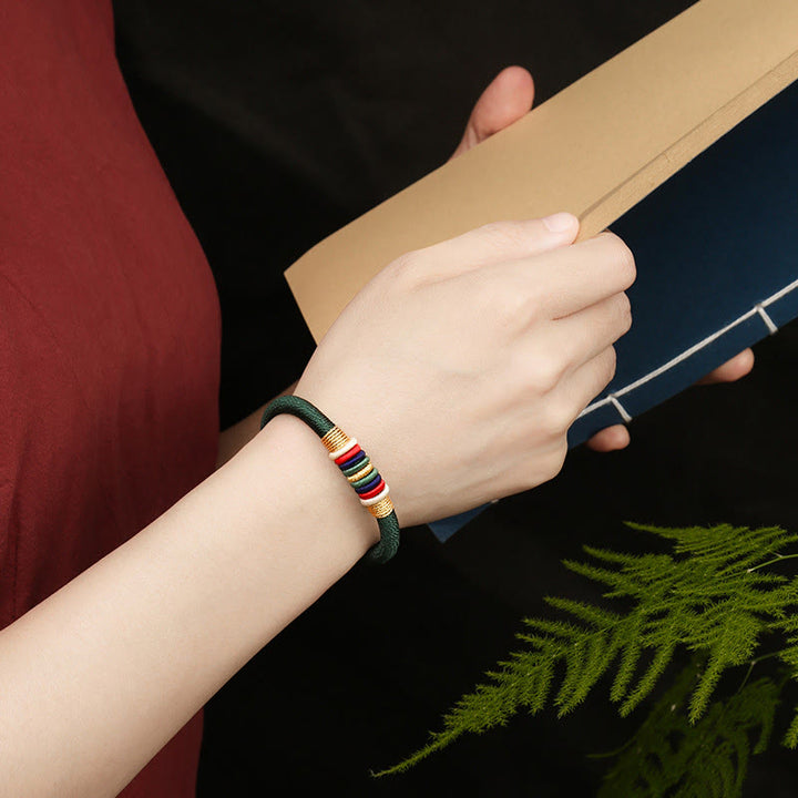 Buddha Stones Tybetańskie Ręcznie Robione Kolorowe King Kong Knot Pięć Elementów Szczęścia Bransoletka Sznurkowa