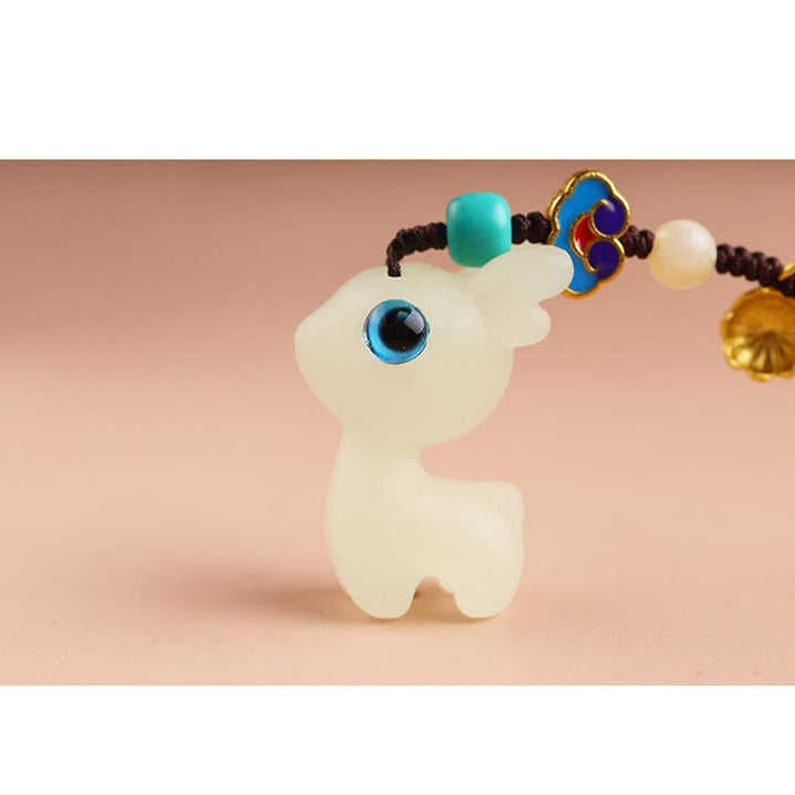 Buddha Stones Mini Słodkie Jelenie Glowstone Luminous Lucky Deer Energy Brelok Telefon Samochód Wisząca Dekoracja