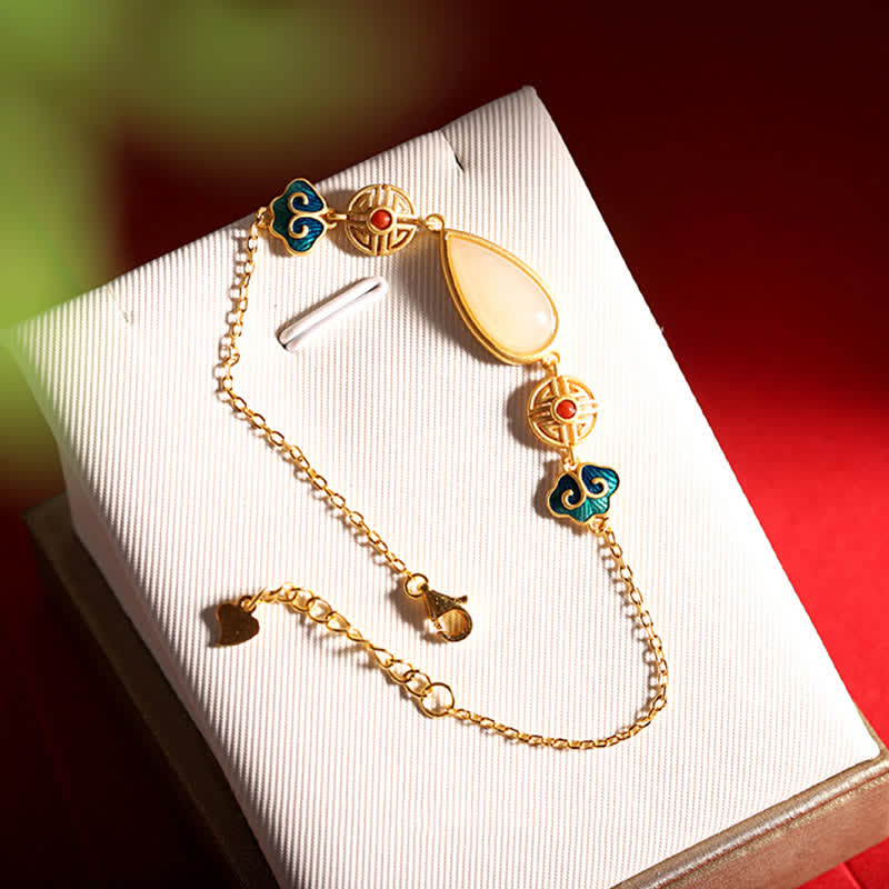 925 Srebro Sterlingowe Hetian Biały Jade Naszyjnik z Kroplą Wody Bransoletka Wisiorek