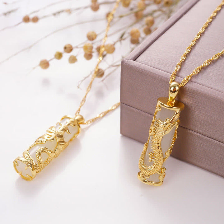 Buddha Stones Jade Dragon Phoenix Miedź Błogosławieństwo Harmonia Naszyjnik Wisiorek - image 1