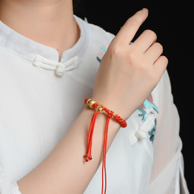 Buddha Stones Tybetańskie Ręcznie Robione Koło Modlitwy Szczęścia Urok Koralików Bransoletka Tkana Kolorowa Sznurkowa