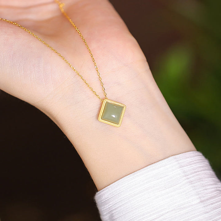 Buddha Stones 925 Srebro Sterling Naturalny Hetian Jade Cyan Jade Szczęście Śmiejący się Budda Motyl Naszyjnik Wisiorek - Hetian Jade Prismatic - image 23