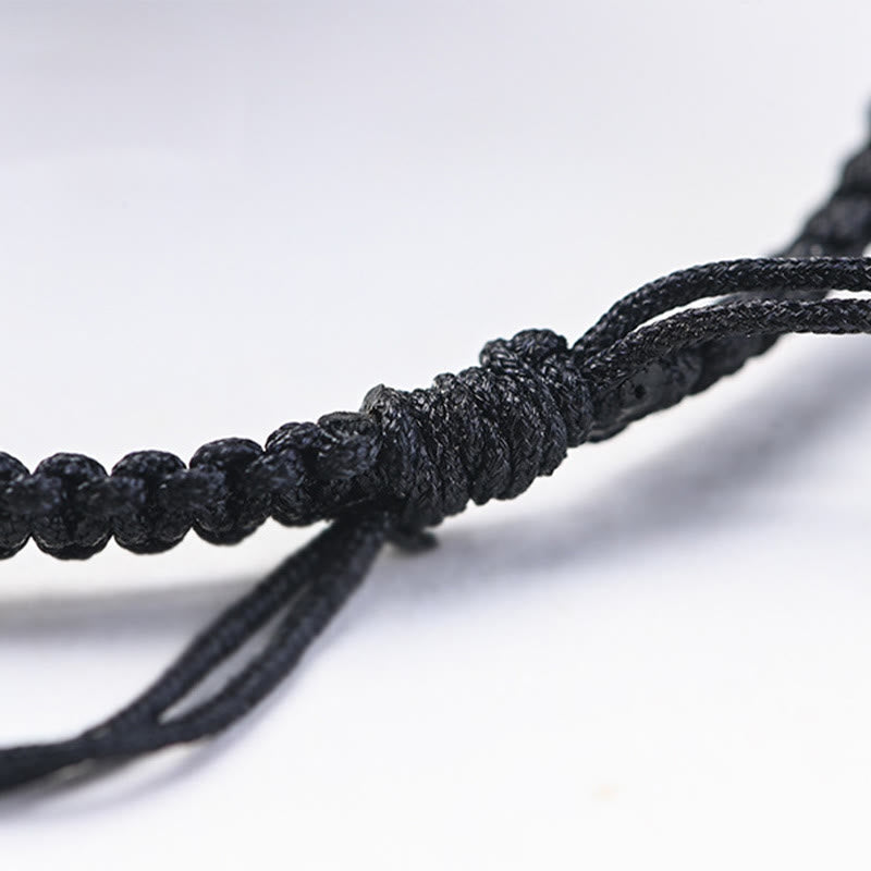 Buddha Stones Mały liść Czerwony sandałowiec Drewno hebanowe Słodka głowa kota Spokojna ochrona Bransoletka pleciona - image 8