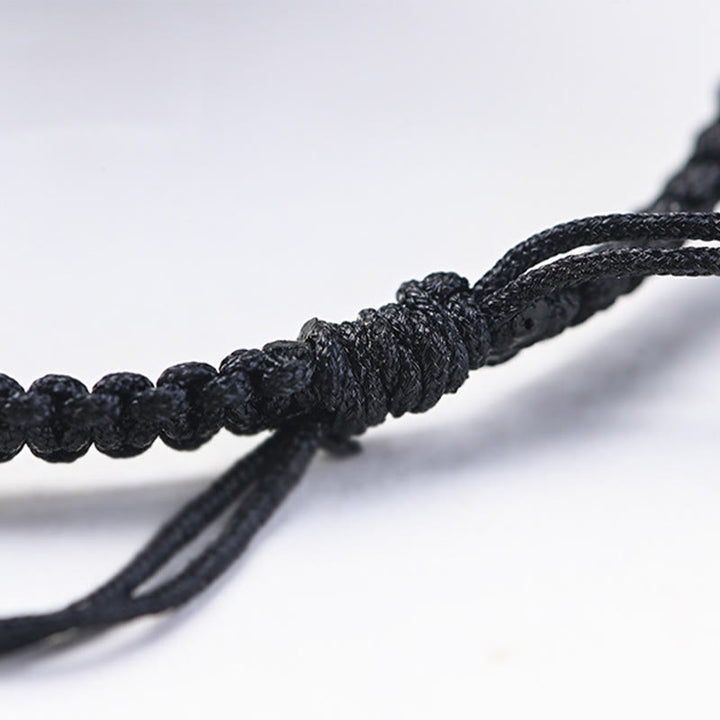 Buddha Stones Mały liść Czerwony sandałowiec Drewno hebanowe Słodka głowa kota Spokojna ochrona Bransoletka pleciona - image 8