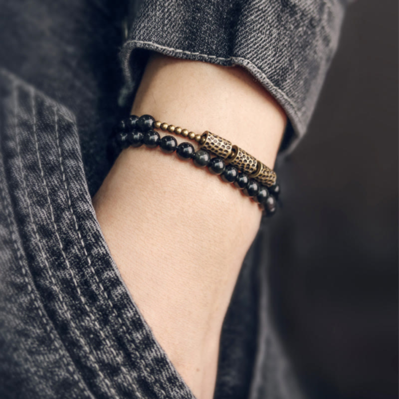 Bransoletka Buddha Stones Rainbow Obsidian Copper Love Double Wrap