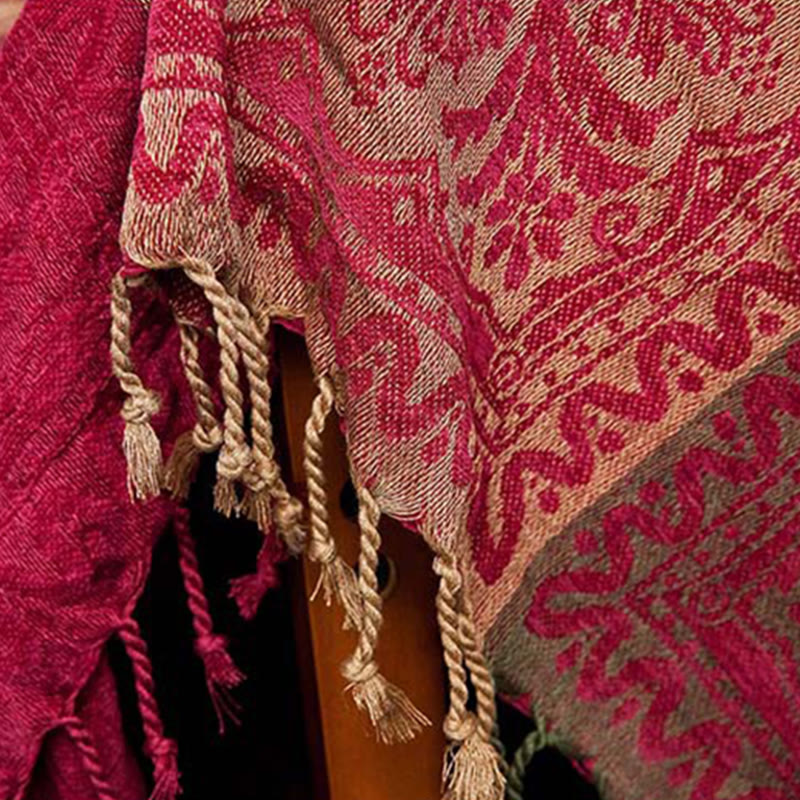 Buddha Stones Tybetański Kwiatowy Wzór Ręcznie Farbowany Koc Rzemieślniczy