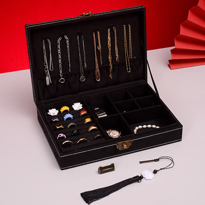 Buddha Stones Prosty Design Organizer na biżuterię Jednowarstwowy flanelowy organizer na biżuterię z zamkiem - image 19