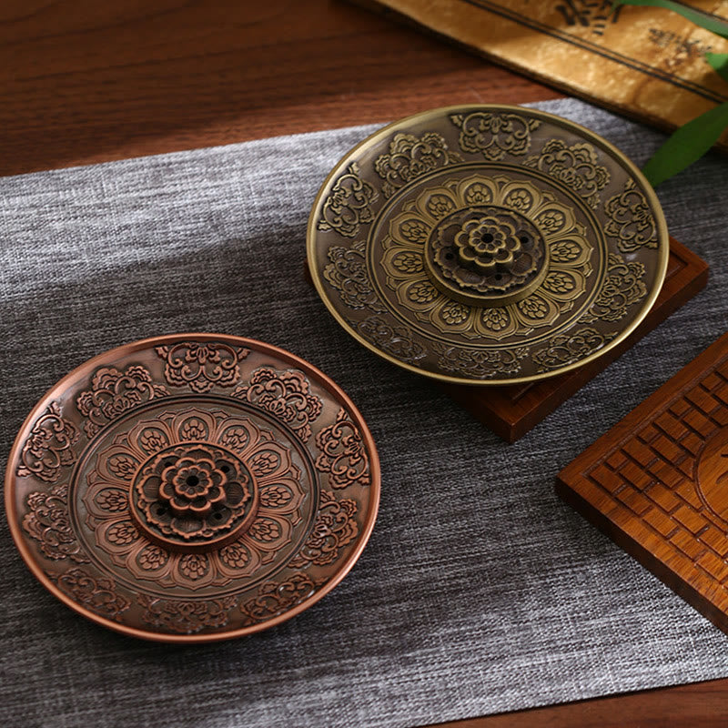 Buddha Stones Lotos Smok Feniks Osiem Pomyślnych Symboli Stop Cynkowy Uchwyt Na Kadzidełka Uzdrawiający Kadzielnica Dekoracja