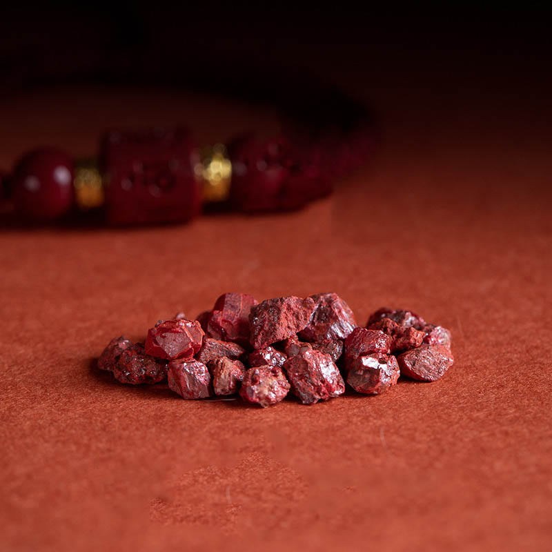 Buddha Stones Tybet Cynober Om Mani Padme Hum Grawerowane Błogosławieństwo Bransoletka pleciona