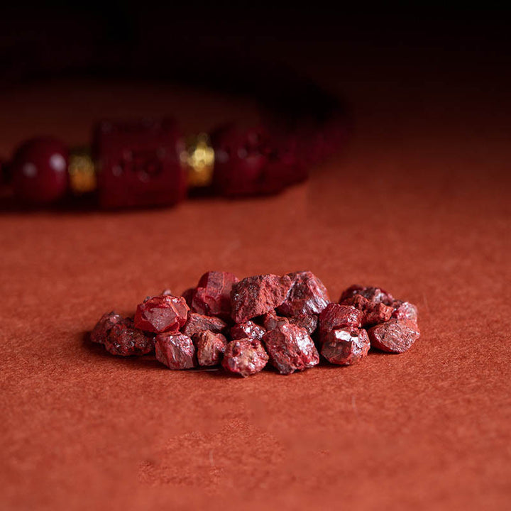 Buddha Stones Tybet Cynober Om Mani Padme Hum Grawerowane Błogosławieństwo Bransoletka pleciona