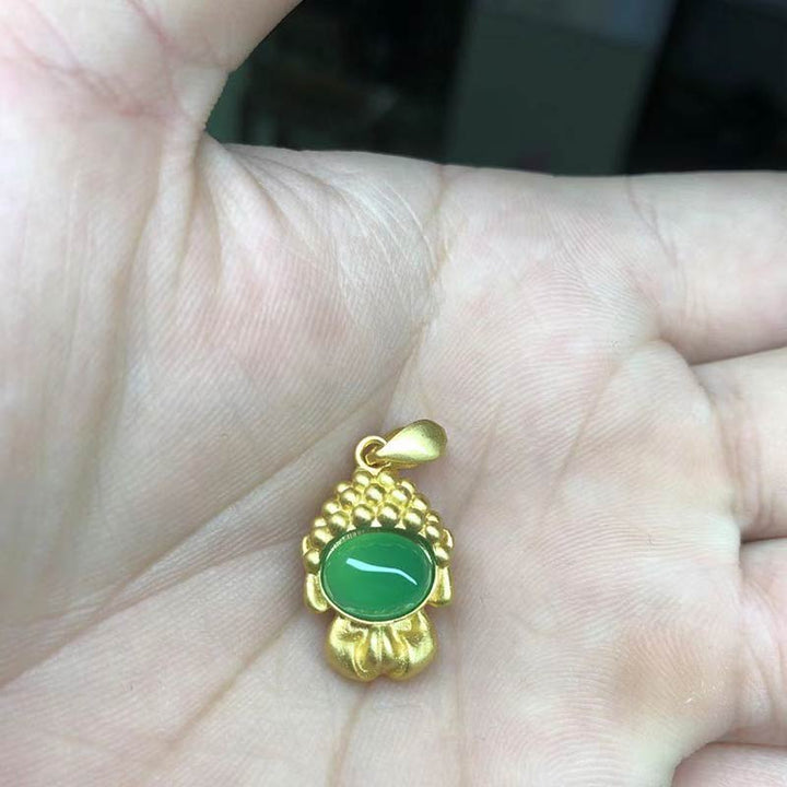 Biały naszyjnik z jadeitu Budda Sukces - Agat zielony - image 8