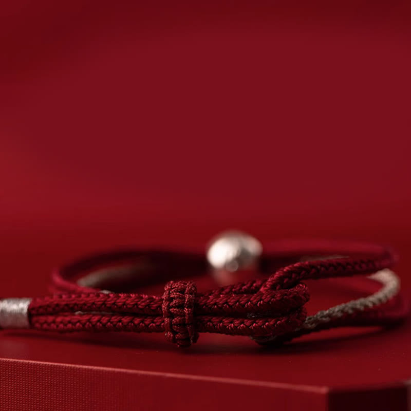 Buddha Stones 925 Srebro Sterling Tybetański Zakiram Bogini Bogactwa Szczęścia Bransoletka Sznurkowa