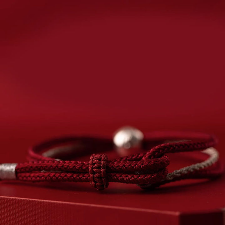 Buddha Stones 925 Srebro Sterling Tybetański Zakiram Bogini Bogactwa Szczęścia Bransoletka Sznurkowa